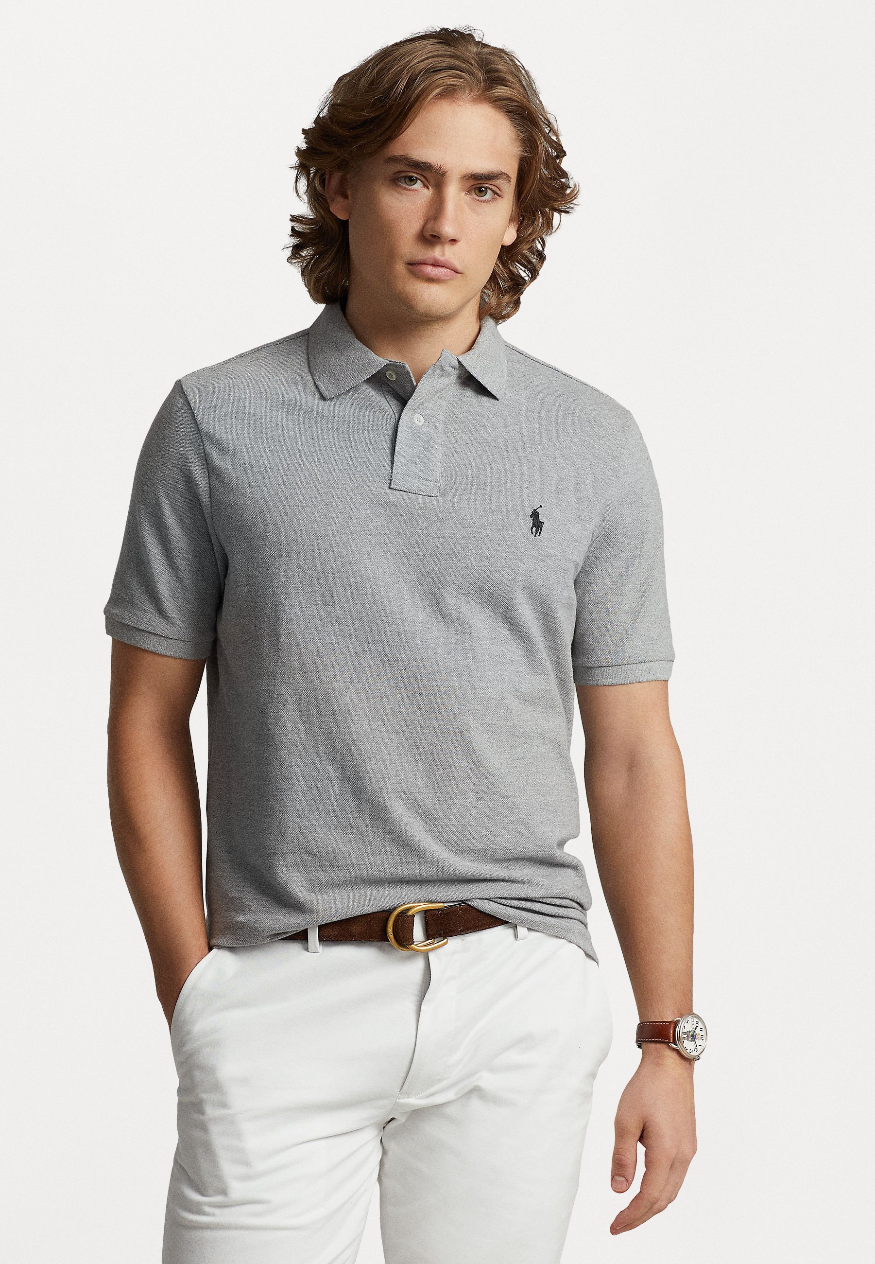 Polo Ralph Lauren SLIM FIT MESH KOSZULKA POLO - Koszulka polo - andover heather