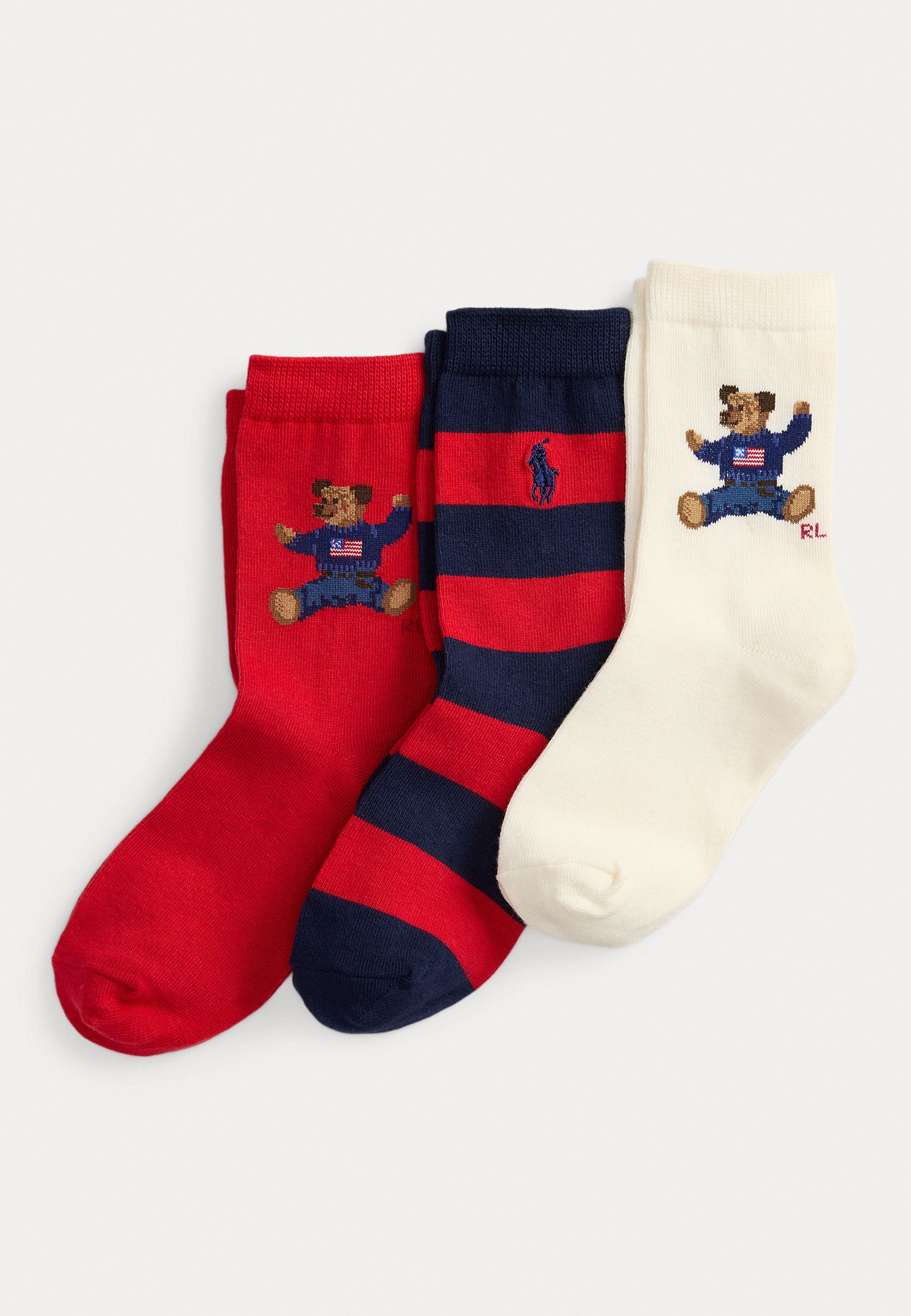 Polo Ralph Lauren POLO BEAR CREW SOKKEN 3-PACK - Sokken - ivoor/marineblauw/rood