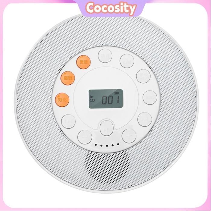 Lettore CD Cocosity con altoparlante, lettore CD portatile, lettore CD da tavolo ricaricabile da 2000 mAh per lettori video