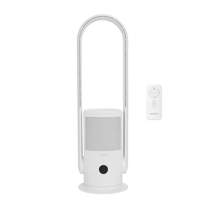 Ventilador purificador de aire OCEANIC con filtro - Sin aspas - Oscilación - 35 W - Altura: 80 cm - Temporizador de 8 horas - Control remoto