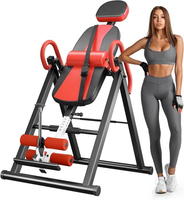 DRIPEX Banc d'inversion réglable/pliable avec triple verrouillage de sécurité, entraîneur de gravité avec ceinture de sécurité