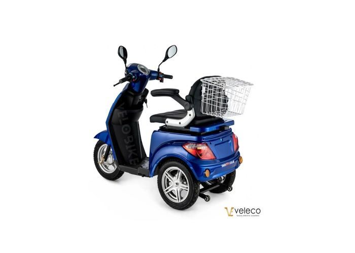 Patinete eléctrico ZT15 VELECO para personas mayores y personas con discapacidad, 900 W, azul, neumáticos macizos antipinchazos.