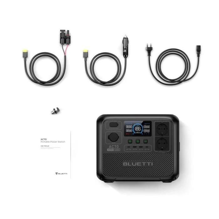 [Bluetti Oficial] Estación eléctrica portátil BLUETTI AC70 1000W/768Wh, batería LiFePO4, generador solar para camping y hogar.