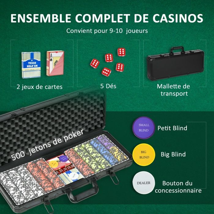 SPORTNOW - Poker Case - Plastic - 57.5x24x10.5cm - Black