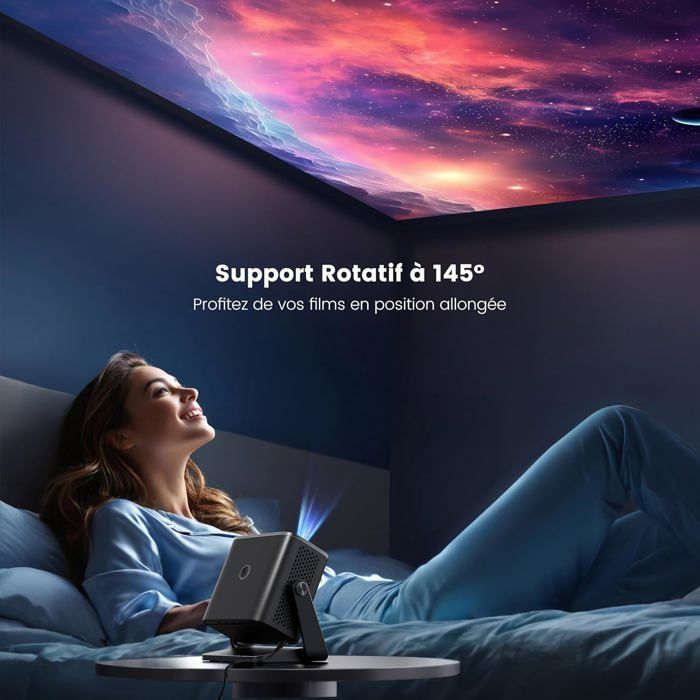 Mini Vidéoprojecteur Auto Keystone/Focus Électrique 1080P Wifi Bluetooth Vidéoprojecteur Portable 4K Fhd Supporté Angle Réglable 14