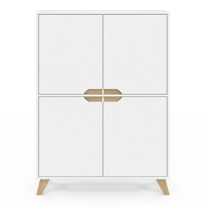 Mueble de almacenamiento escandinavo blanco de 4 puertas IDMARKET HELSINKI