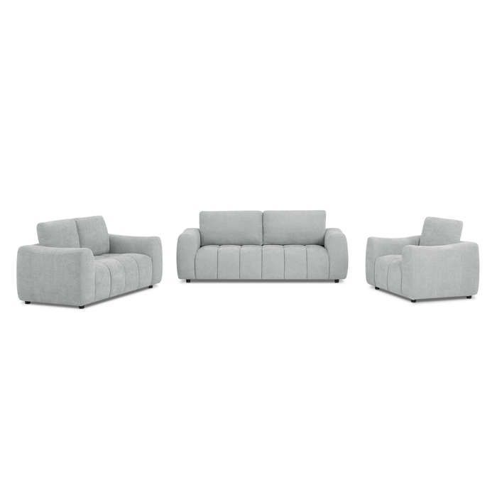 Conjunto de sofá de 3+2 plazas + sillón KEREA en tela gris.