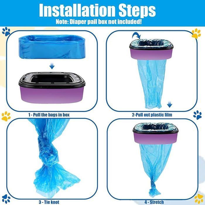 Diaper bin bags - pack of 12, large capacity, odor-proof, compatible with all refills - blue label