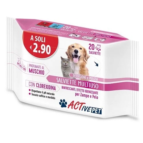 Lenços umedecidos refrescantes F&F Active Pet Wipes CLX, 20 unidades