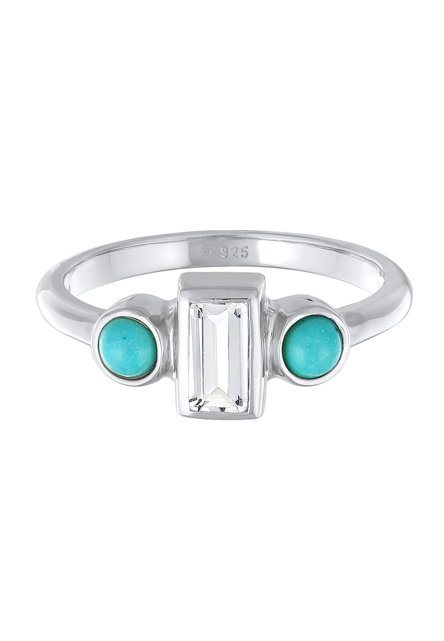 Elli PREMIUM Elli PREMIUM Bague Femmes fiançailles Vintage étincelante avec topaze et howlite en argent sterling 925 rhodié
