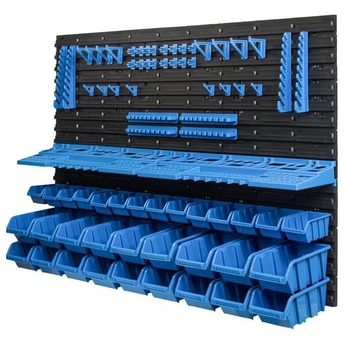 Werkzeugwandpaneel – FLASCHE – 115 x 78 cm – 32 Kunststoffbehälter – Modular – Langlebig