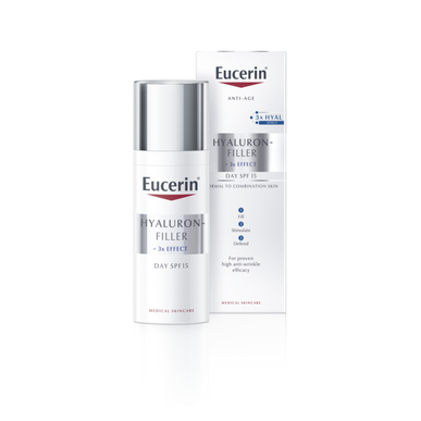 Eucerin Hyaluron-Filler 3x Effect -päivävoide ryppyille, hyaluronihappo SPF15 50 ml 50 ml