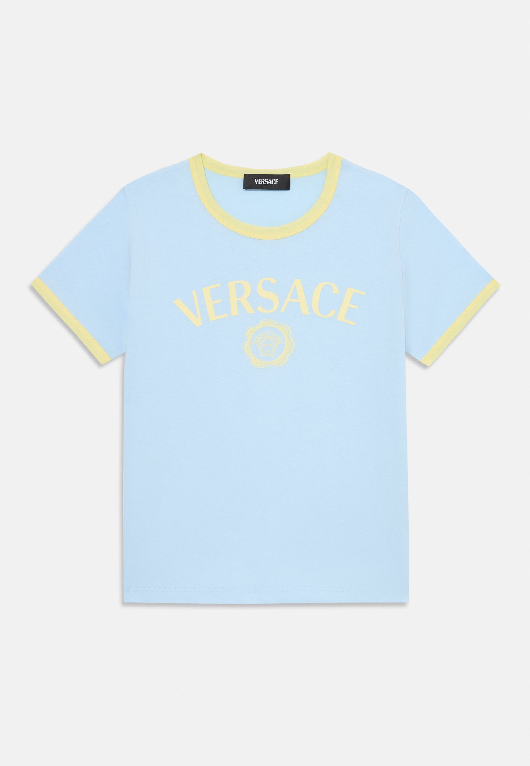 T-shirt unisex Versace con logo Medusa - blu pastello/giallo pallido