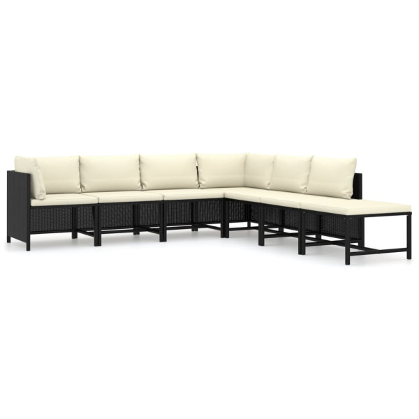 Zestaw wypoczynkowy do ogrodu Czarny Technorattan 2x sofa narożna   4x