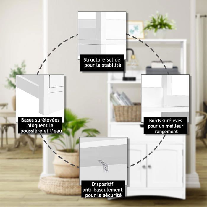 Armario de almacenamiento GOPLUS con cajón y 2 estantes - 60x32,5x122 cm - Estilo moderno, blanco