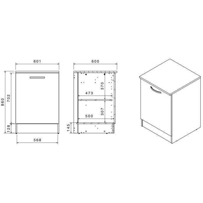 Cuisine complète OSLO - L 300 cm - Décor chêne - Plan de travail inclus