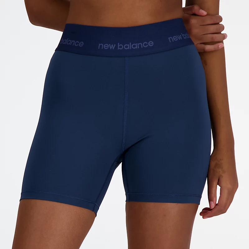 Shorts esportivos femininos NB Sleek High Rise de 5 polegadas - NB Azul Marinho