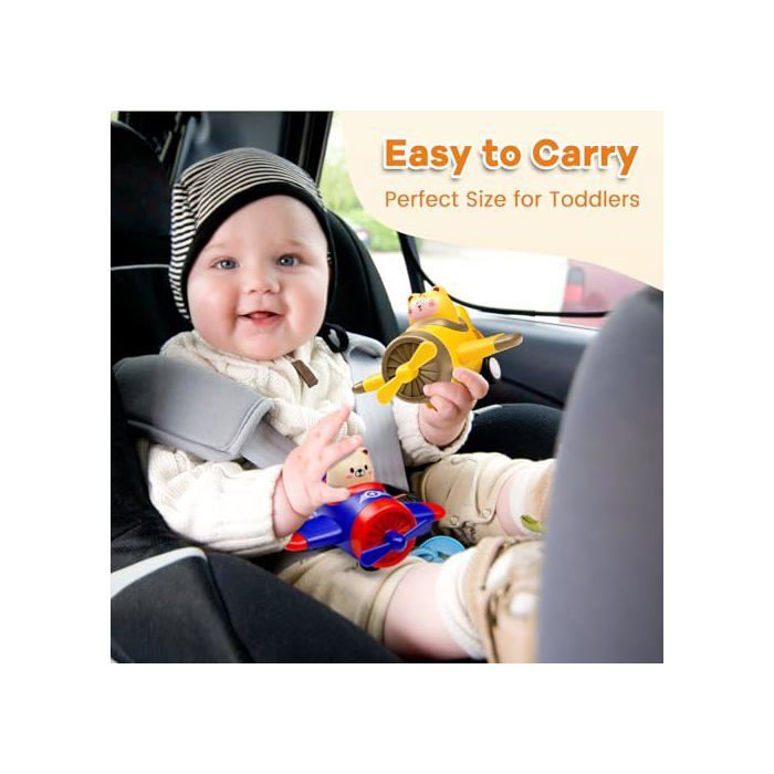 Jouet Avion et Voiture Presser-Avancer pour Bébé 1 2 3 Ans - Set de Véhicules Animaux - Cadeau Éducatif 12-18 Mois