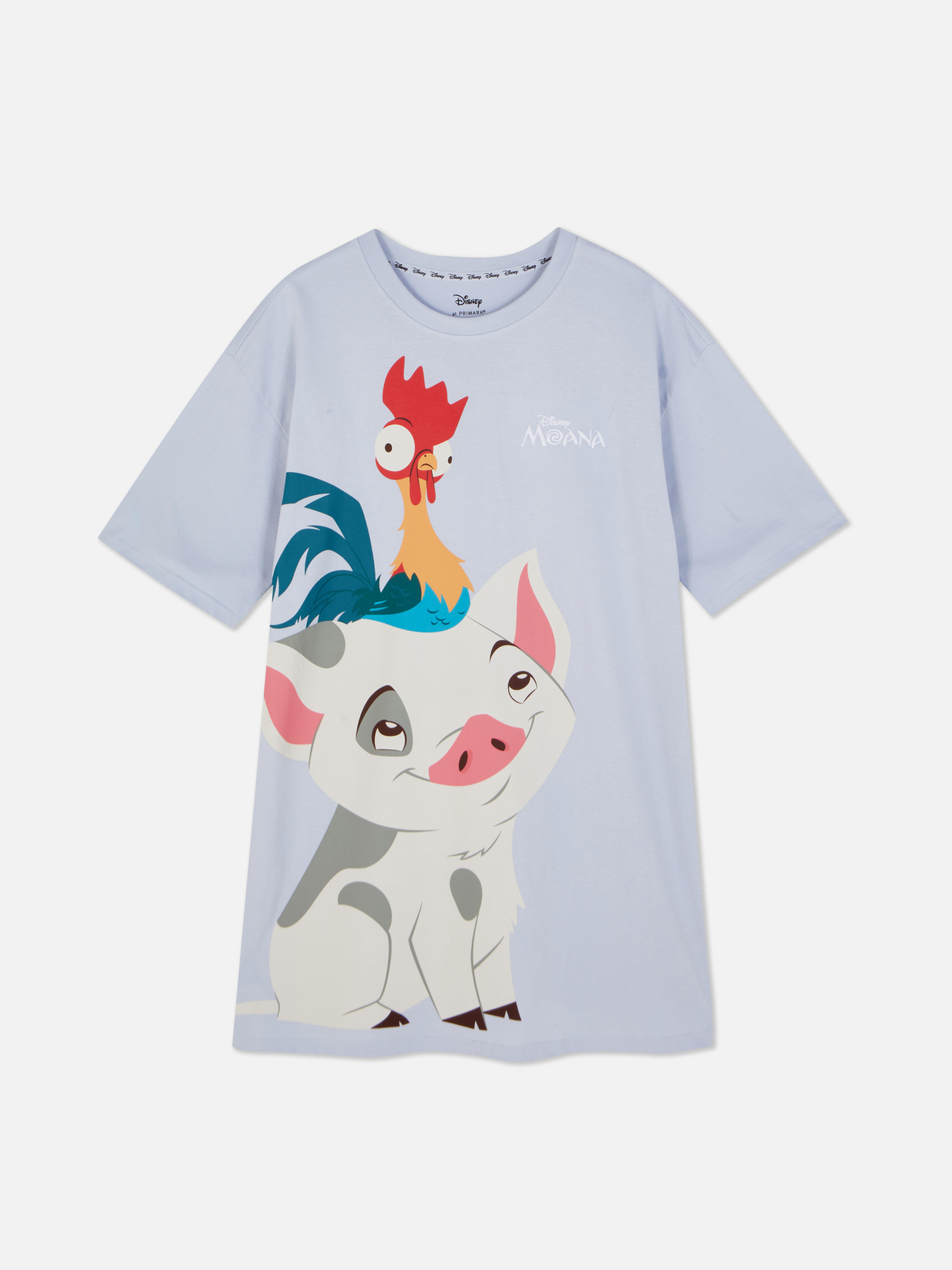 Tricou de somn Disney Moana Un tricou de somn cu mâneci scurte, umeri căzuți și personaje Disney Moana