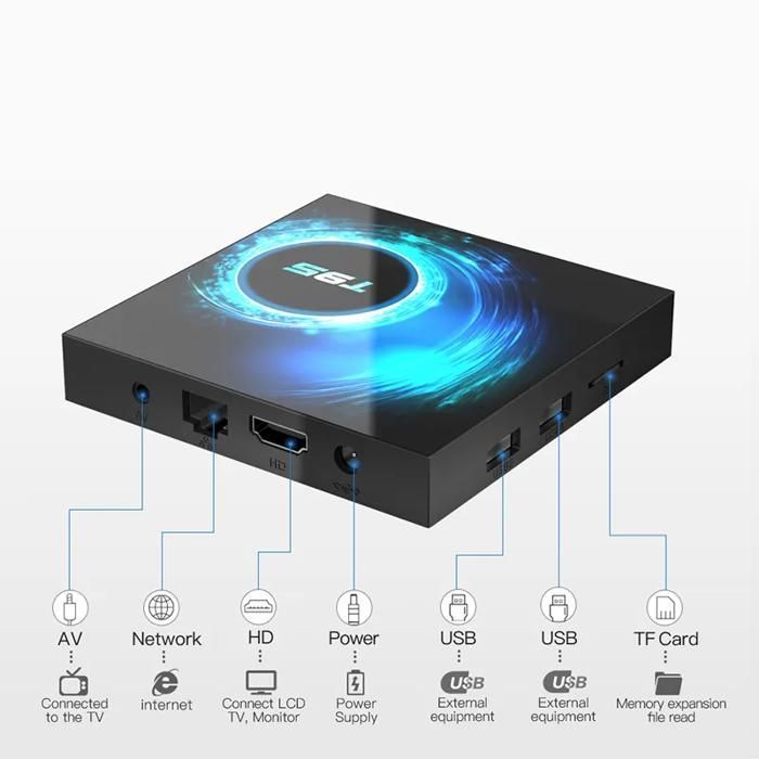 Boîte multimédia Android TV T95 Smart TV BOX Double Wifi BT 4G 32Go H616 6K Netflix Google Store