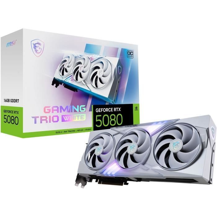Graphics card - MSI - GAMING GEFORCE RTX 5080 16G TRIO OC WHITE NVIDIA 16 GB GDDR7