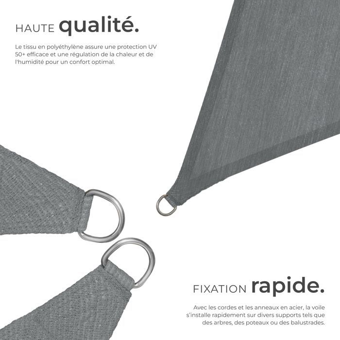 TECTAKE Toldo de sombra - Toldo triangular de polietileno de 5 x 5 x 5 m - Gris