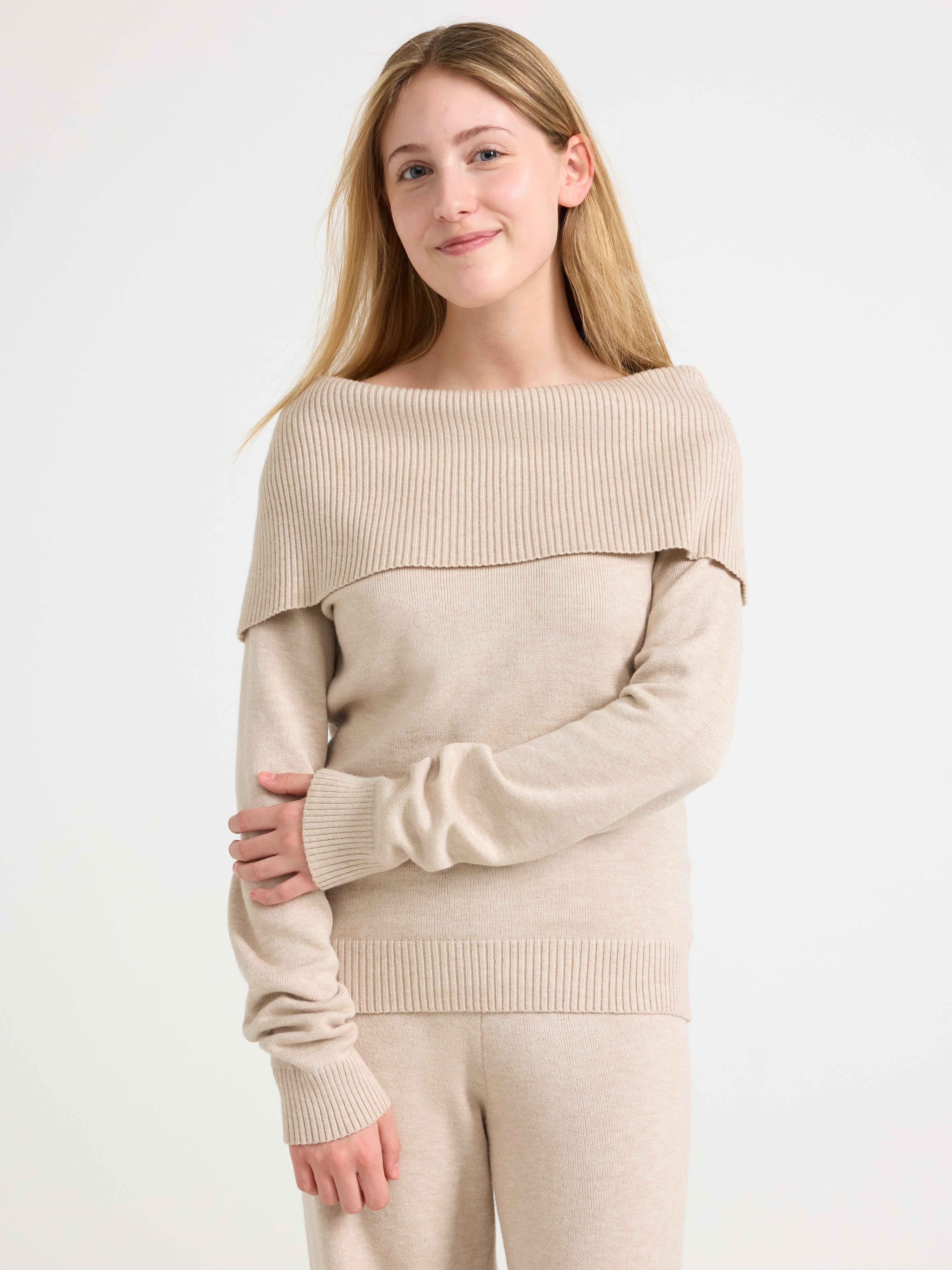 Genser med bare skuldre Beige melert