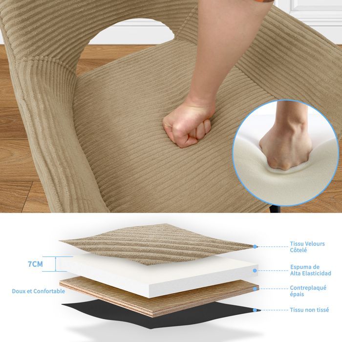 WAFTING Lot de 2 Chaises de Salle à Manger avec Accoudoirs, Rembourrées avec Dossier en Velours,Marron