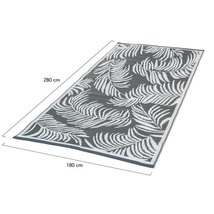 IDMARKET Tapis extérieur COCO tropical gris et blanc 180 x 280 CM