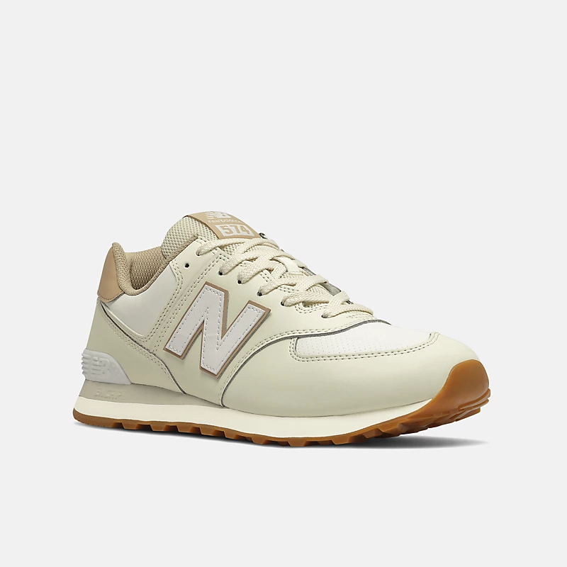 Unisex 574 Vegan – Beige mit Weiß