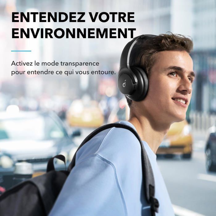 Q20I Casque Bluetooth Sans Fil Reducteur De Bruit Hybride Active By Anker, Casque Over Ear,Basses Profondes,Personnalisation Via Noi