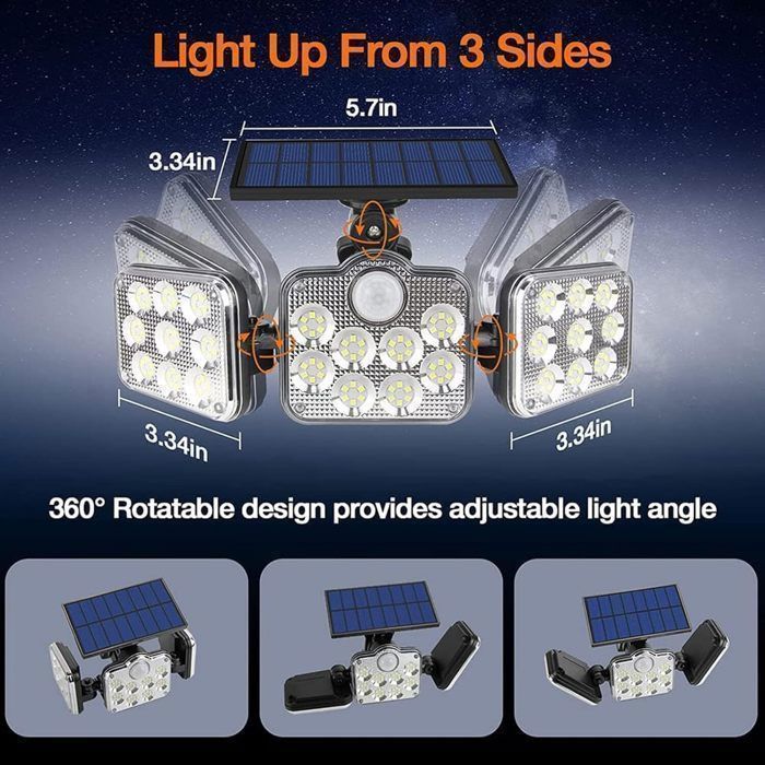 Lampada solare da esterno a LED KENLUMO 138 con sensore di movimento e telecomando.