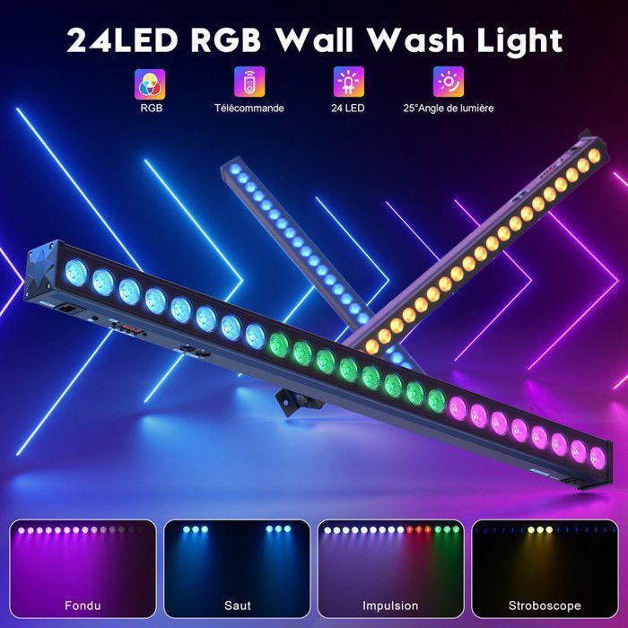 UKING 24 LEDs RGB 24 x 3W, Lumière de Scène 3 en 1 Lyre DJ pour Spectacles, Lieux de Divertissement et Disco 2 PCS