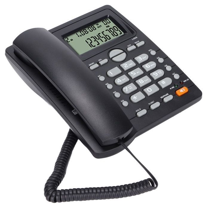 Teléfono con cable, identificador de llamadas, función de rellamada, negro, etiqueta Estilo 1