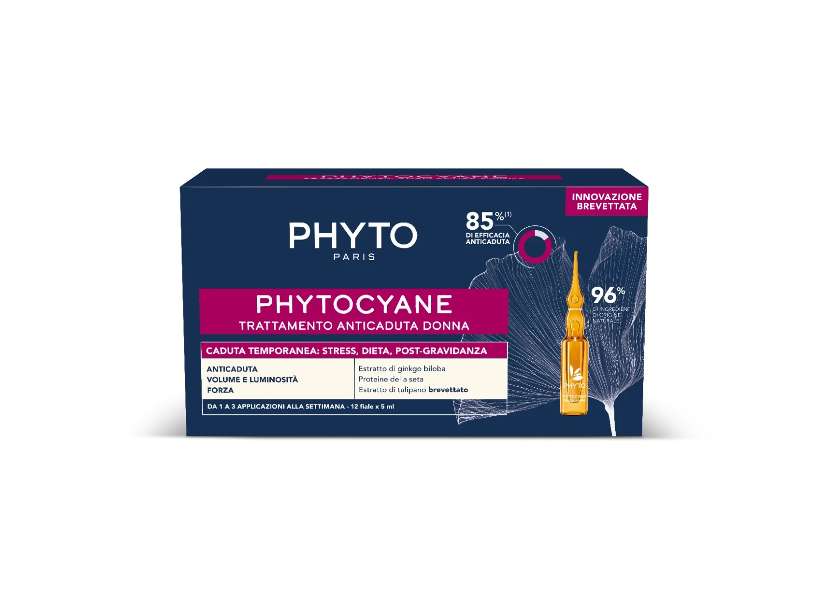 PHYTO Phytocyane flesjes tegen tijdelijk haarverlies voor vrouwen 12 x 5 ml tijdelijke behandeling tegen haarverlies