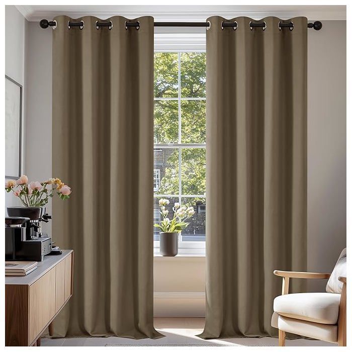 Thermisch geïsoleerde verduisteringsgordijnen, set van 2 - 140x240cm - Khaki