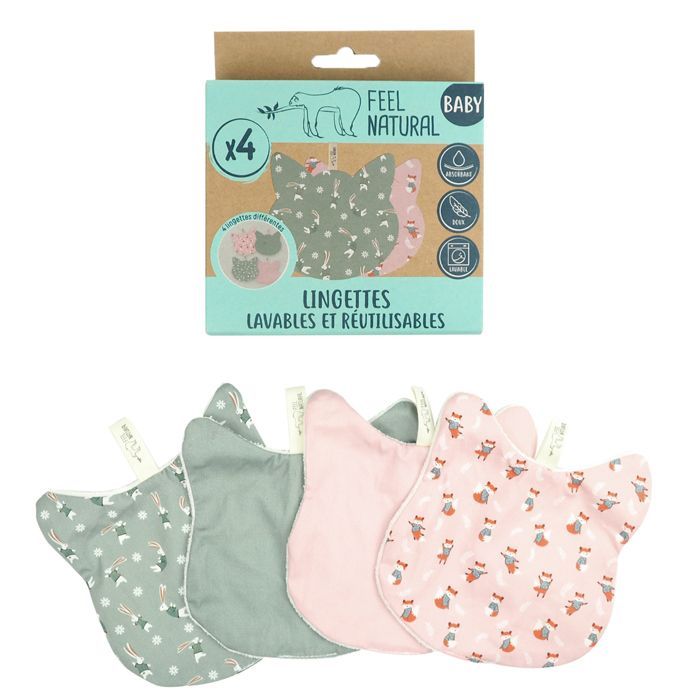 PAQUETE DE 2 LOTES DE 4 TOALLITAS PARA GATOS - Feel Natural Baby