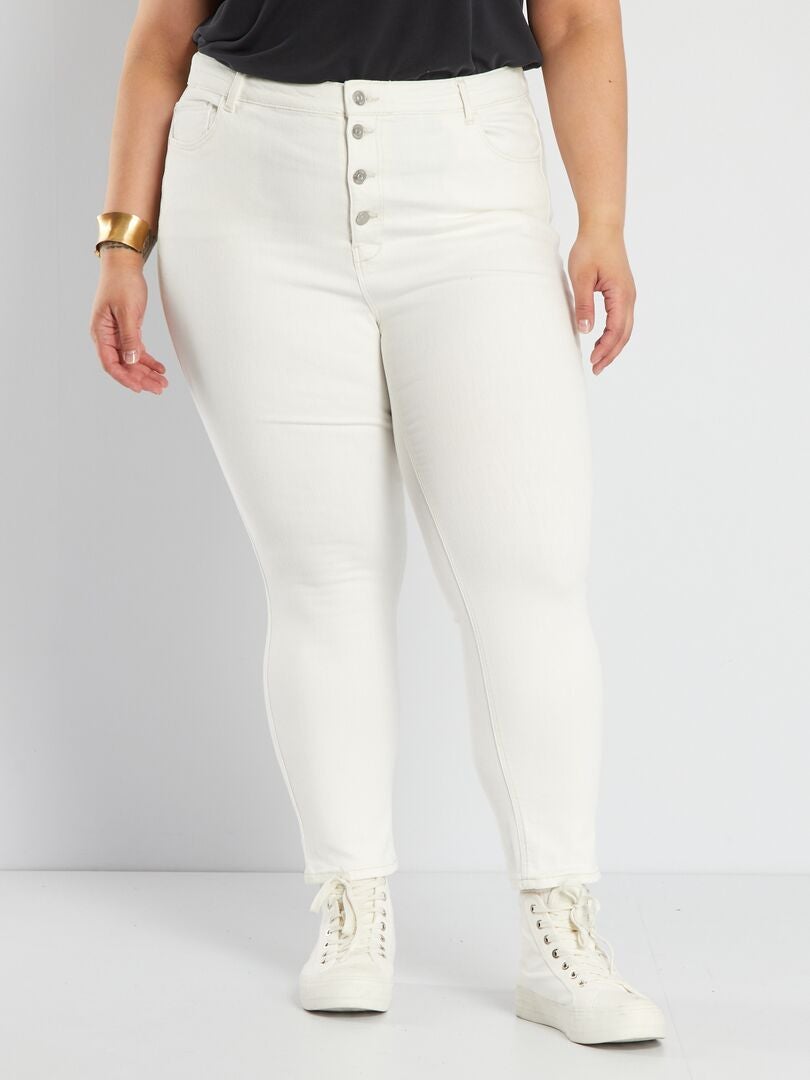 Calça jeans skinny de cintura alta - BRANCA