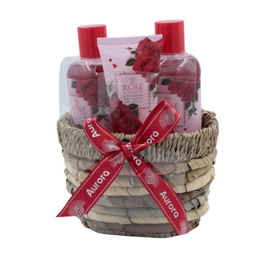 Aurora Rose Bouquet zestaw prezentowy żel pod prysznic 180 ml   balsam do ciała 180 ml   krem do rąk 60 ml