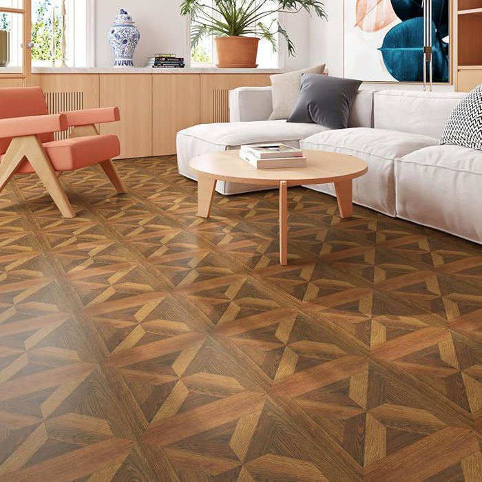 Suelo de linóleo en rollo con efecto parquet, adhesivo, imitación madera retro, PVC, 30x120 cm, marrón, imitación madera retro, PVC marrón.