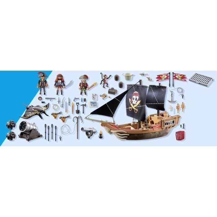 PLAYMOBIL 71530 Barco Pirata, 137 piezas, incluyendo 3 figuras, Piratas, Juego de rol creativo, Para mayores de 4 años