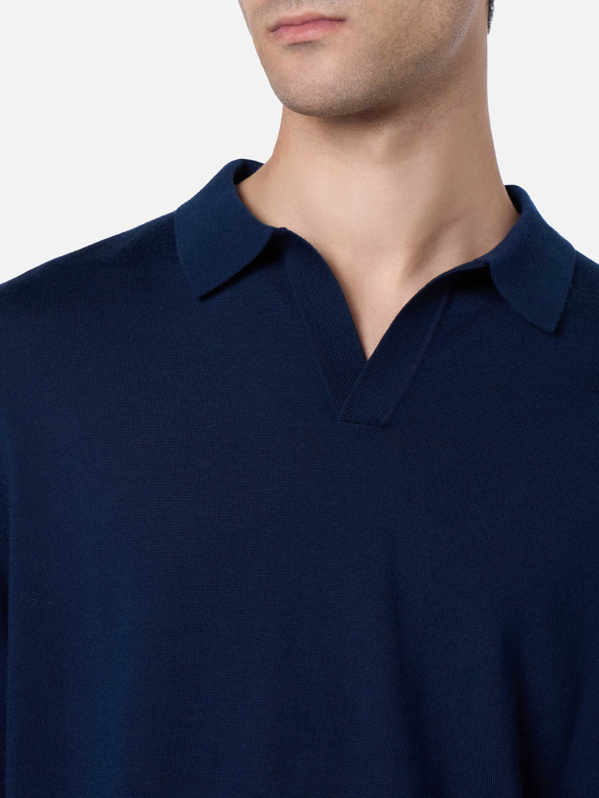 Covent herenpoloshirt van marineblauwe merinowol