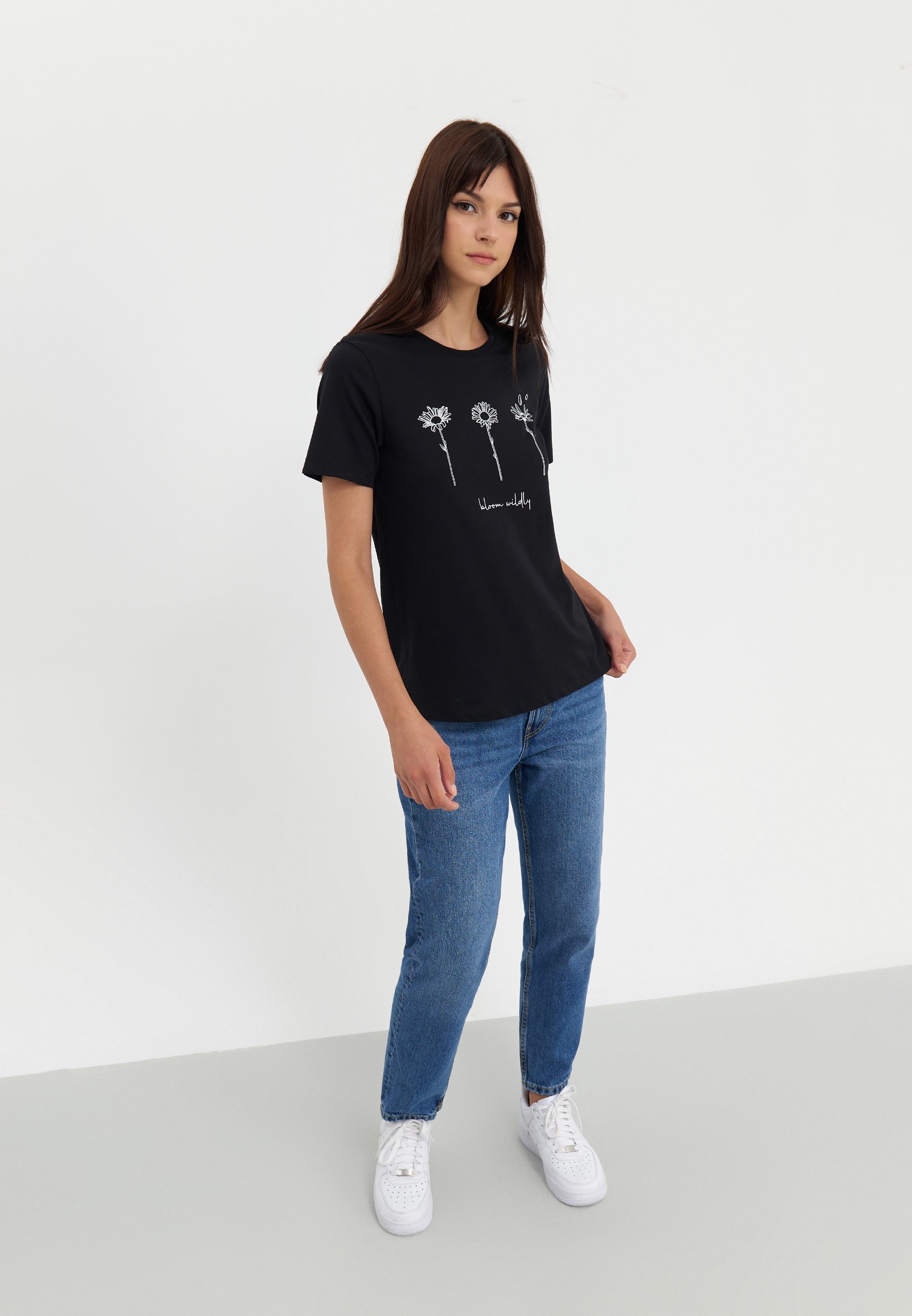 Even&Odd Print T-shirt - zwart