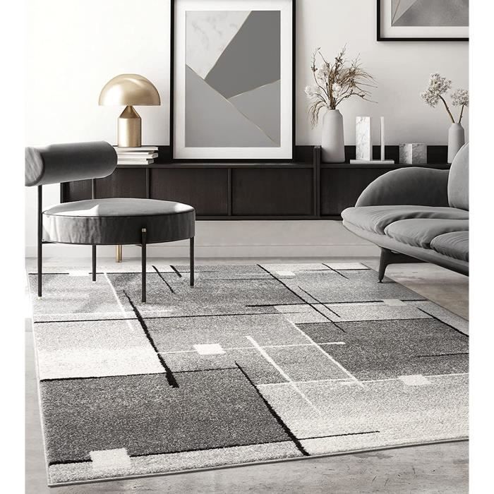Alfombra para salón - The Carpet PEARL - Gris - 160x220 - Diseño geométrico moderno