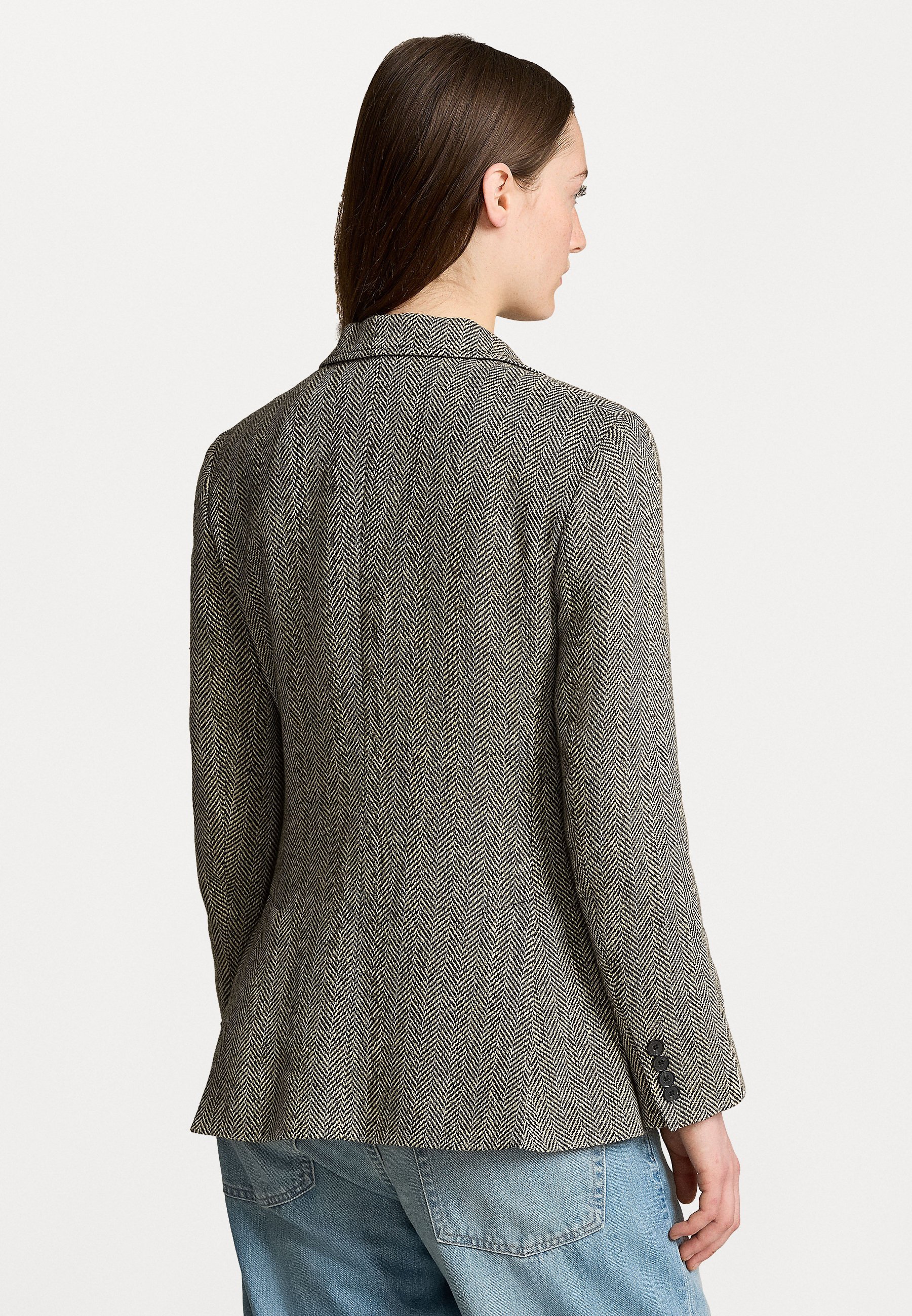 Blazer Polo Ralph Lauren in misto lino a spina di pesce - Blazer - nero/crema