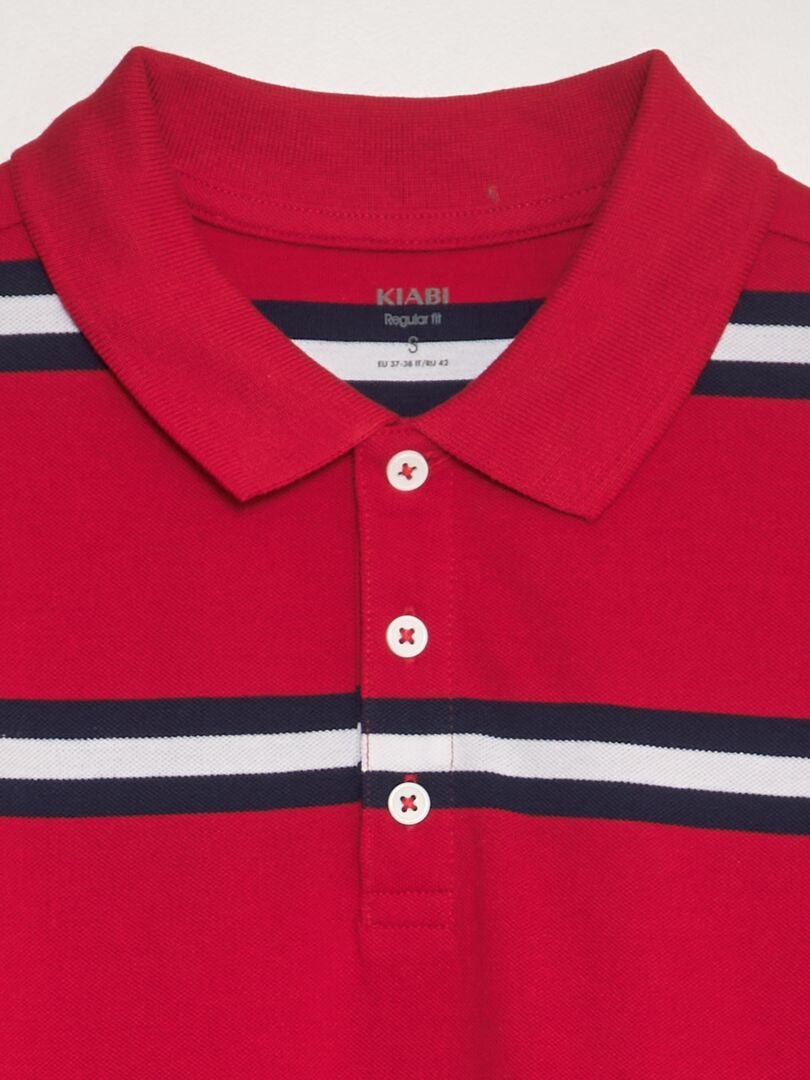 Gestreept poloshirt van katoenpiqué - rood