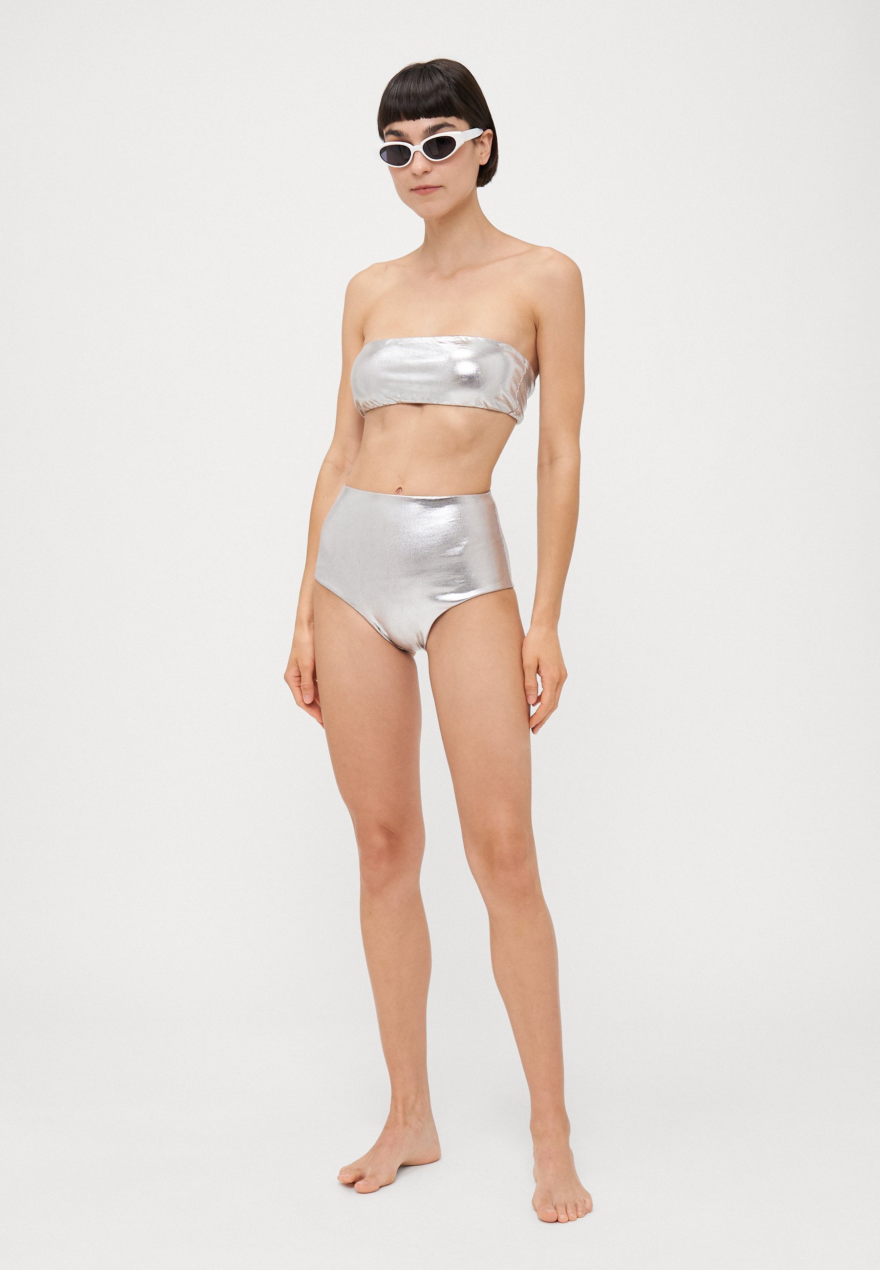 ADRIANA DEGREAS VINTAGE UNI TAILLE HAUTE BANDEAU - Bikini - couleur argent