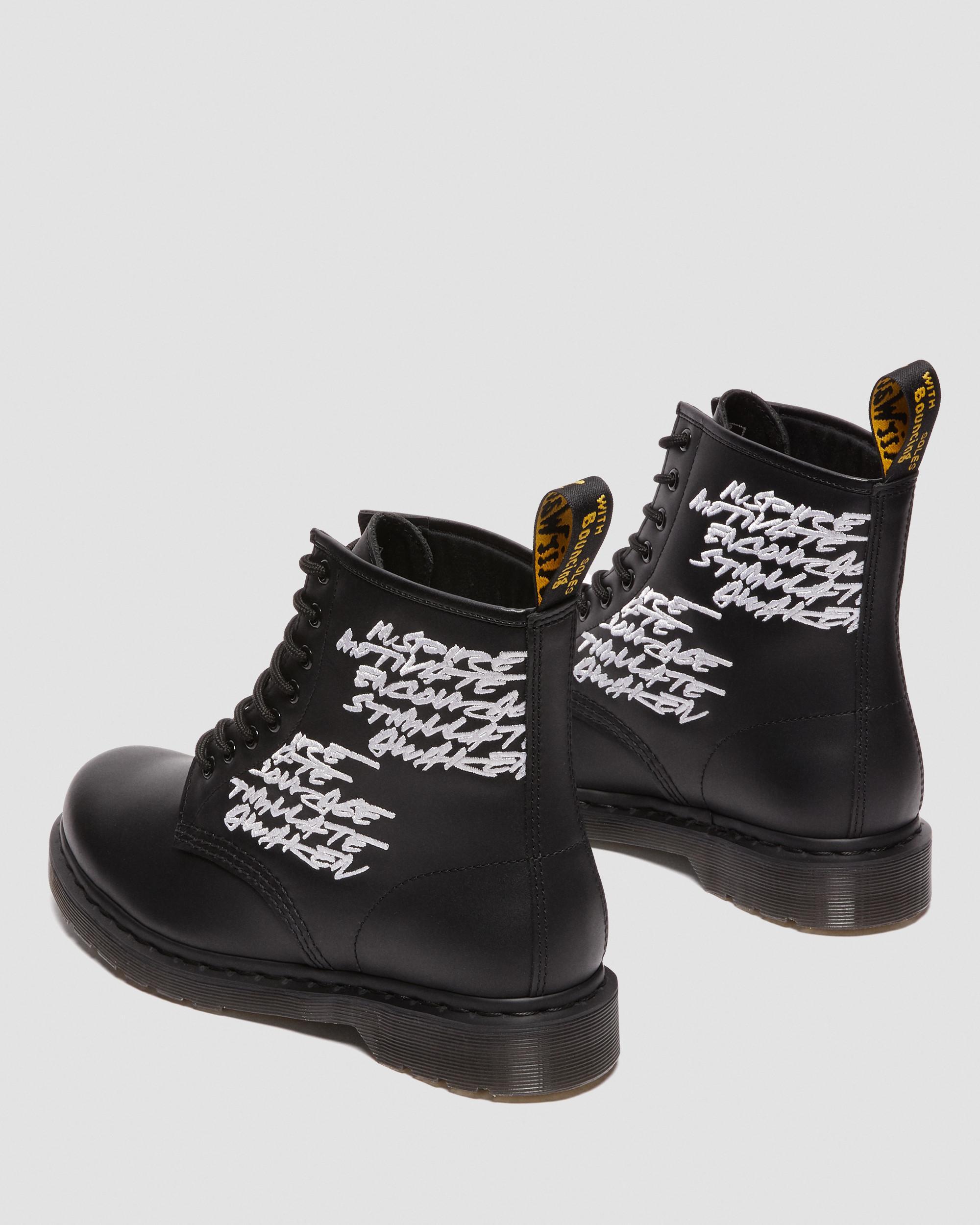 1460 Futura Embroidered Leather Lace Up Boots