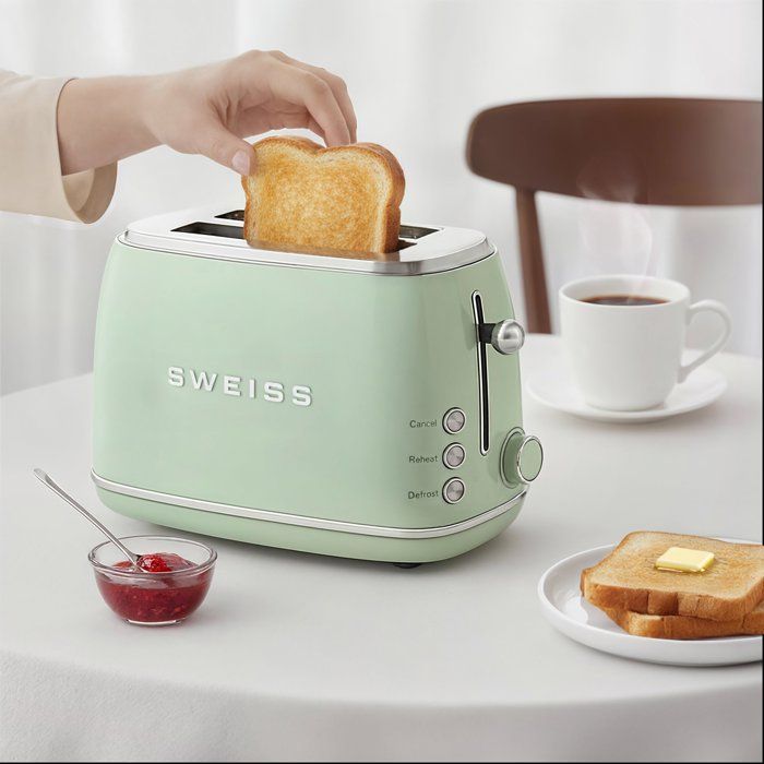 Vintage 2-slice toaster - SWEISS - GRS7 - 850 W - Adjustable thermostat - Green