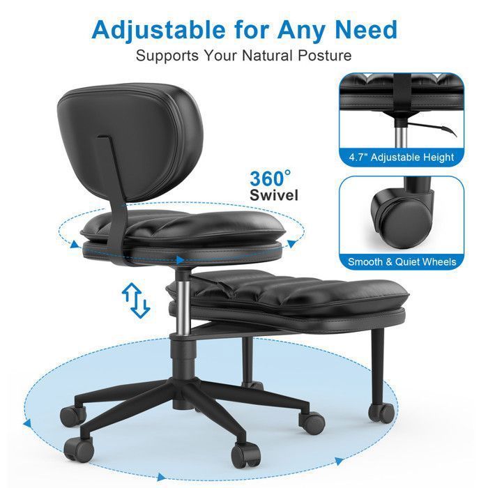Black Cross-Leg Office Chair with Casters